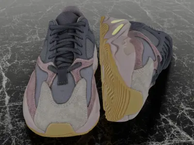 ADIDAS YEEZY 700 MAUVE 3D SHOES Low-poly 3D model