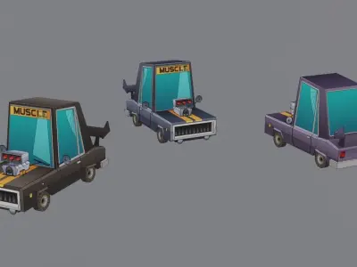 Low poly cartoon car pack Low-poly 3D model