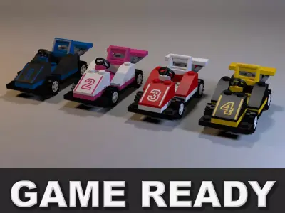 Lego race cars Low-poly 3D model