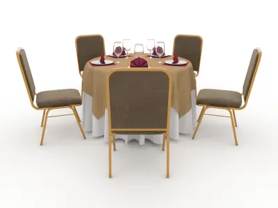 Banquet Table and Chair 07 3D model