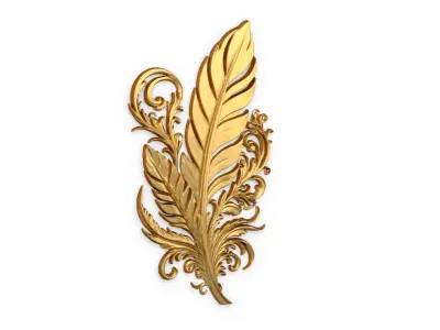 feather decor set wall mural 01 3D model