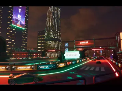 Cyberpunk High-Speed Track Unreal Environment Low-poly 3D model