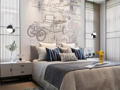 Adventure Blueprint Sketch Mural  Texture