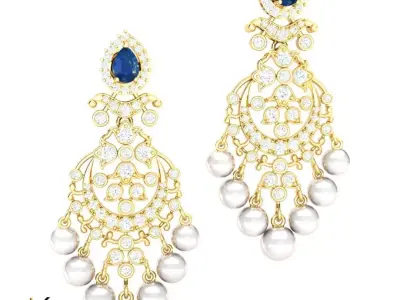 EARRINGS with diamonds and pearls made for you 3D print model