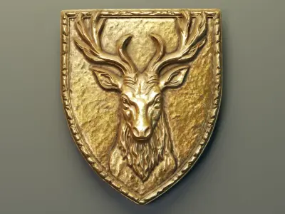 Deer Heraldic Emblem PBR Low-poly 3D model