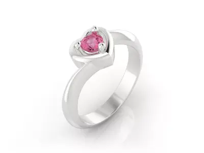 D-1443 sapphire heart ring 3D print model