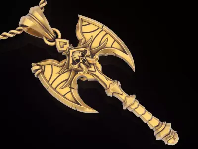 Pendant Axe Pendant Sculpture jewelry gold necklace Silver 3D print model