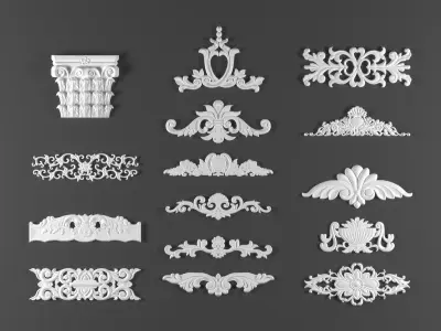 15 ornamental classic decoration 3d model kitbash vol 40 3D model