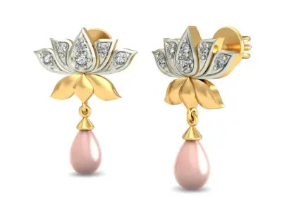 Solitaire Women Flower Drop Earring 3D print model purchase