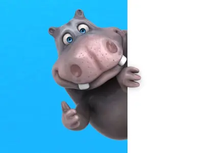 Fun cartoon HIPPO 3D model