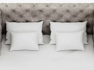 Restoration Hardware Tribeca Tufted Leather Platform Bed 3D model