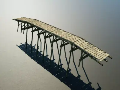 Timber Roman Bridge Low-poly 3D model