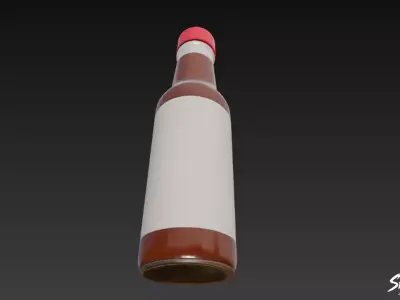Hot Sauce Bottle Low-poly 3D model