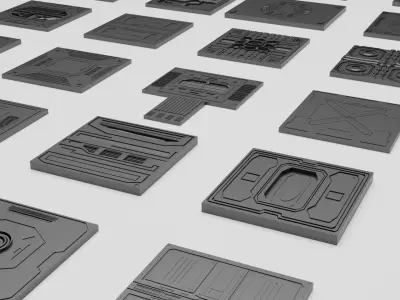 3D Pack Of Sci Fi Floor Panel 3D model