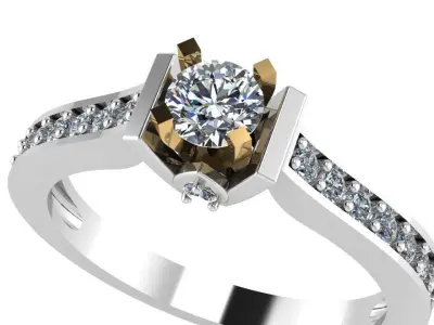 Luxury Solitaire  Diamond Ring 0442 3D print model