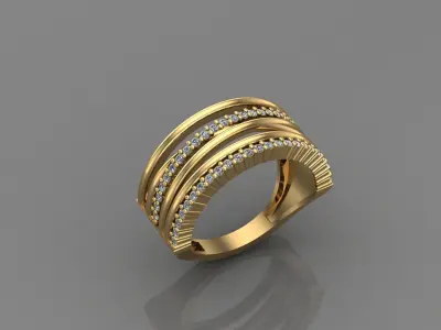 STL 3DM Print Ready Women Diamond Ring Lightweight Printable  3D print model 93