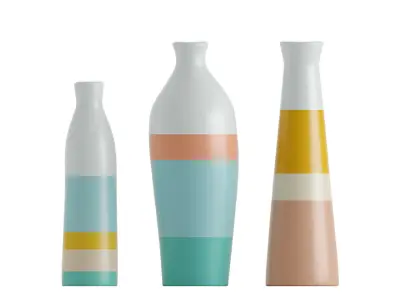 Set of 3 hand painted ceramic vases 3D model