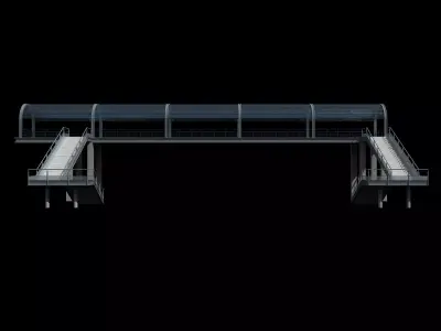 modern curved pedestrian bridge 3D model