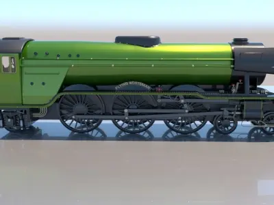 Flying Scotsman Steam Locomotive Low Poly 3D model