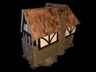 Medieval and Tudor House Low-poly 3D model