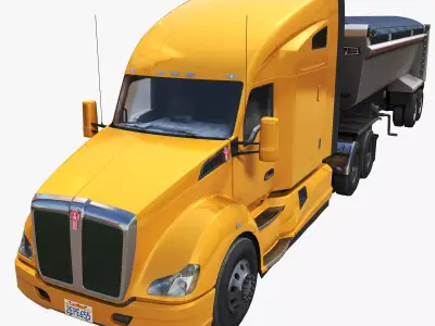 Kenworth T680 dumptrailer Low-poly 3D model