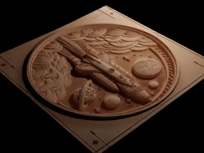 Rocket CNC 3d Print High Relief Sand Casting 3D print model