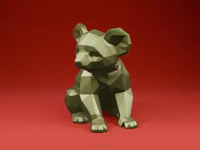 Low Poly Koala Geometric Animal Sculpture STL 3D print model