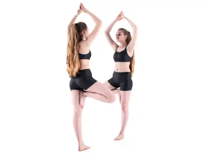 Young woman doing yoga routine 54 Low-poly 3D model