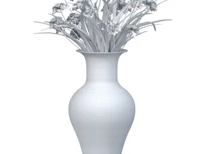 bouquet of yellow flowers in a vase a pot a vase for decoration 3D model