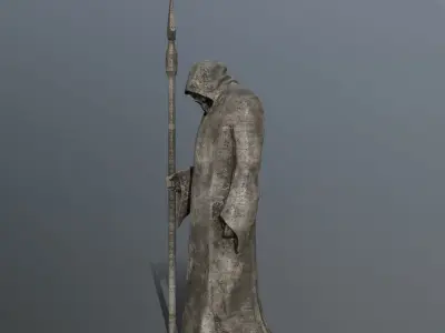 statue with spear Low-poly 3D model
