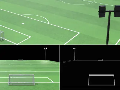 Low Poly Soccer Football Field v2 Low-poly 3D model