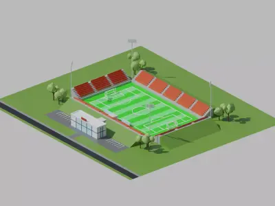 Stadium low poly upgradable modular kit Low-poly 3D model