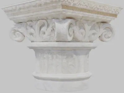 Corinthian Column Capital - White Marble 3D Model Low-poly 3D model