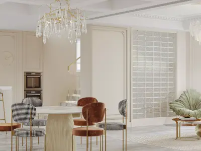 Luxury living room dining room interior scenes 42 3D model