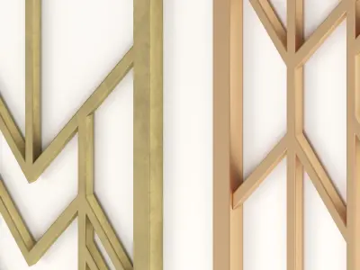 Decorative gold plaster partition screen with geometric pattern 3D model order