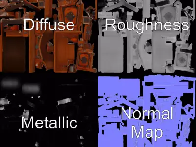 Ornate Wooden Desk model pack Low-poly 3D model