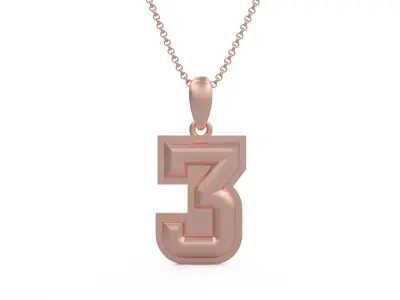 Model 1153 Number 3 Necklace Curved With Border 3D print model