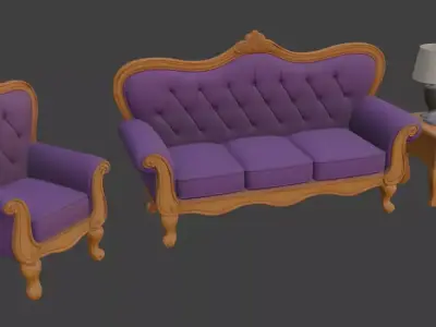 Cartoon sofa set 3D model get