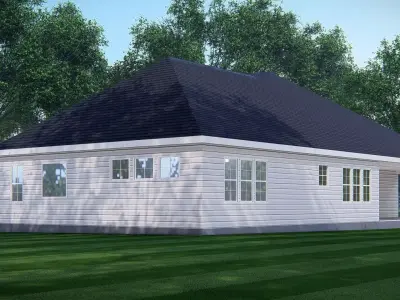 American Exterior House Design Classic Modern Country Home 3D model