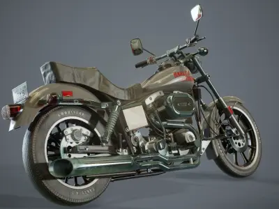 Harley Davidson 1977 fxs LowRider motorcycle Low-poly 3D model