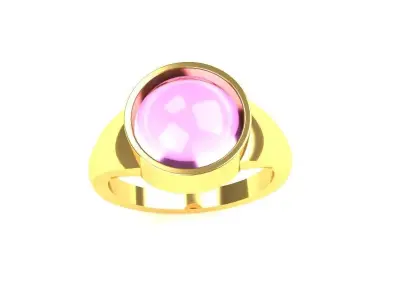 Bezel Set Cabochon Ring Luxury Gold Silver Jewelry 3D print model