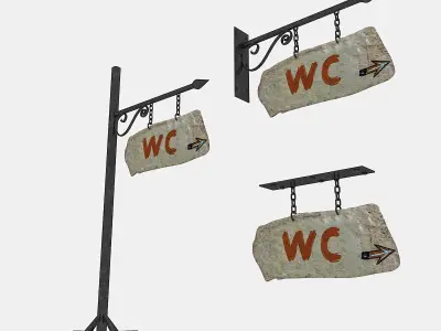 old stone wc sign 02 Low-poly 3D model