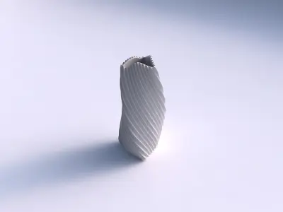 Vase twist triangle with extruded vertical lines 2 3D print model