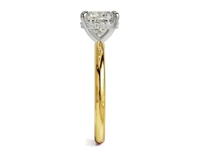 Engagement Ring - Cushion Cut Diamond 2 Tone with Hidden Halo 3D print model