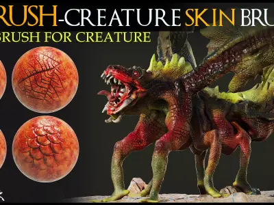 Alpha Brush For Blender And ZBrush-Dragon Skin-Alpha Brush 3D model