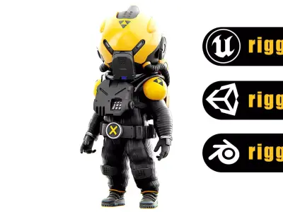 TOON ASTRONAUT F-D  Rigged for Unreal Engine - Unity - MIXAMO 3D model