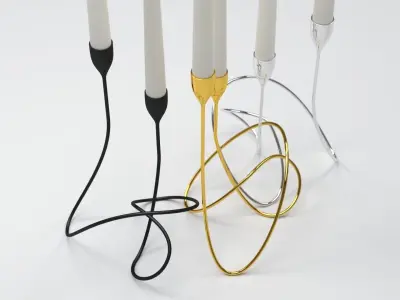 Hold Candle LOOP candelabra Black Blum Chrome-Gold-Paint Black Free 3D model