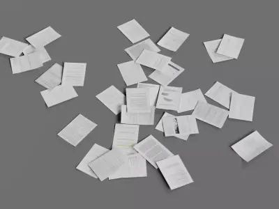 Scattered Paper Low-poly 3D model
