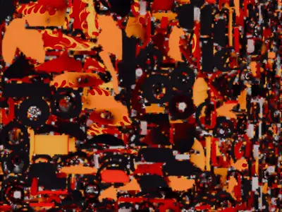 Fiery Flame Decal Go-Kart 3D Model Low-poly 3D model