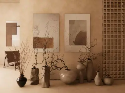 Decorative paintings and vases 3D model